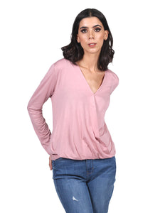 BLUSA MANGA LARGA ROSA PALO