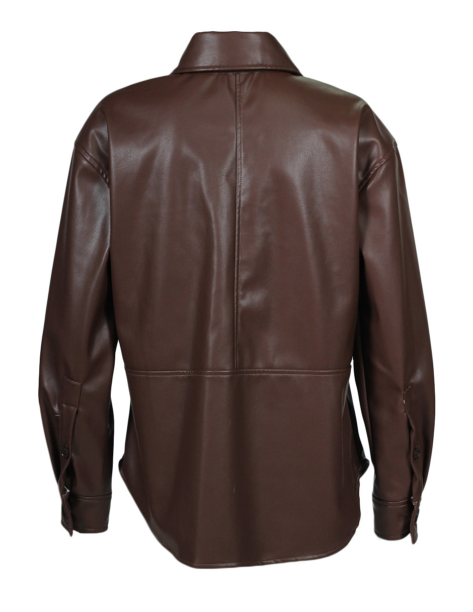SOBRECAMISA EFECTO PIEL CAFÉ